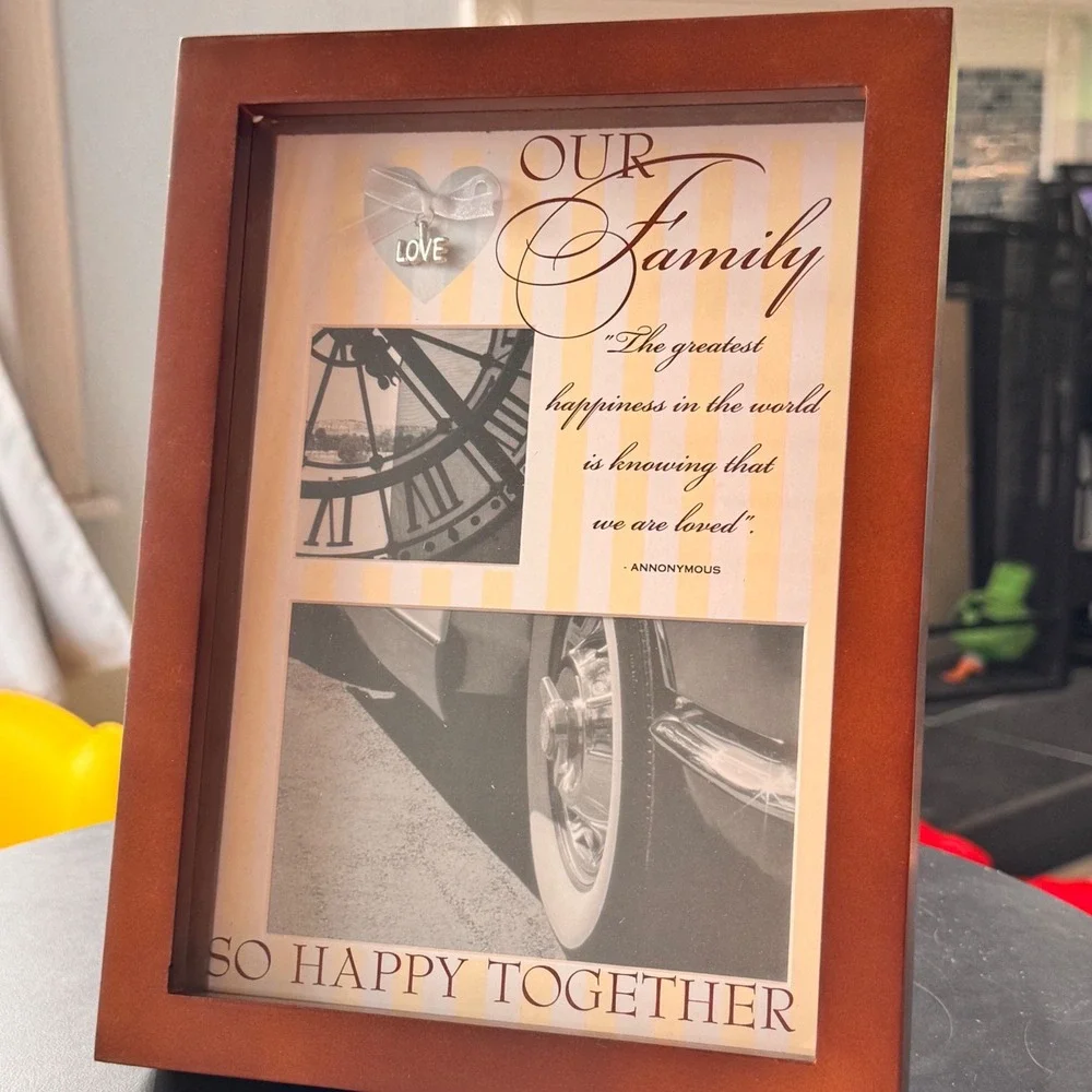 New Vintage Shadowbox Photo Frame Wood 4x6 3x3 Double‎ Picture Display